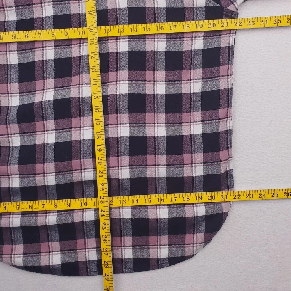 Orvis Shirt Womens Large Blue Pink Flannel Plaid Tartan Lightweight Camp Cabin